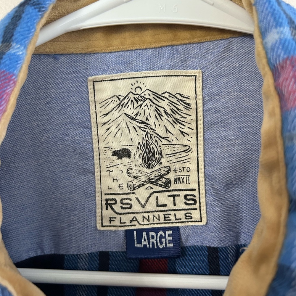 RSVLTS Blue and Red Plaid Flannel Shirt Jacket - Picture 3 of 5